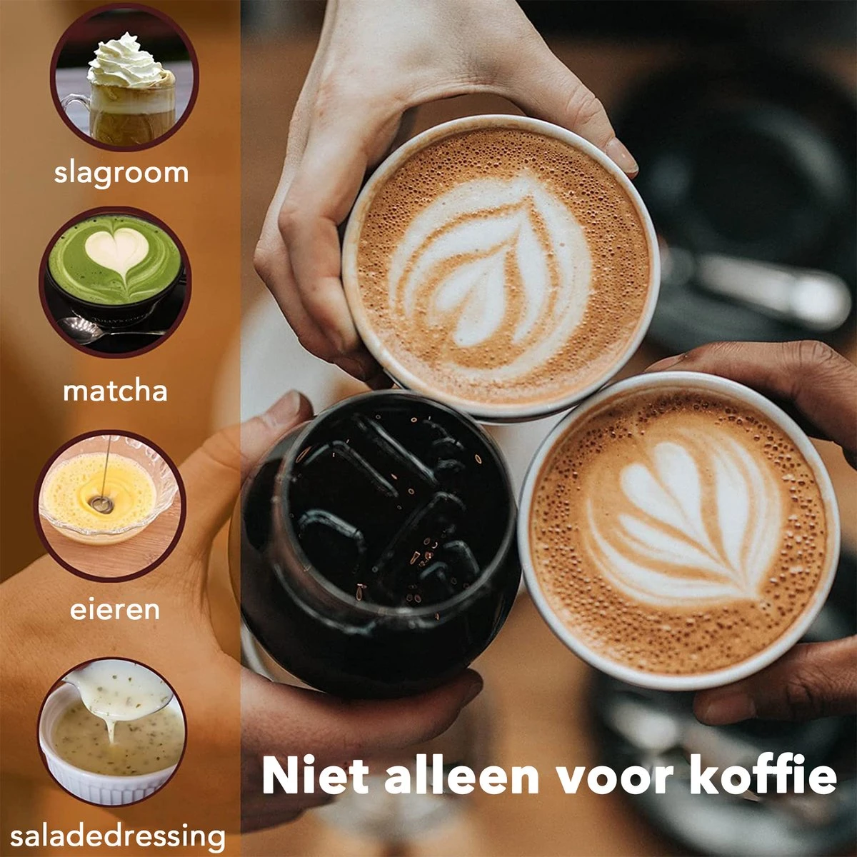 DOWO® - Mousseur à Lait électrique Coffee - Électrique - Manuel - Mousseur à Lait Manuel - Piles Incluses - Mousseur à Lait - Zwart - Acier Inoxydable - Électrique 3 DOWO® - Mousseur à Lait électrique Coffee - Électrique - Manuel - Mousseur à Lait Manuel - Piles Incluses - Mousseur à Lait - Zwart - Acier Inoxydable - Électrique – Image 3