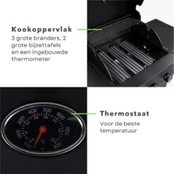 Barbecue à Gaz Cheqo® Avec Brûleurs - BQQ - 106 X 53 X H102 Cm - Mobile De Cuisine D'extérieur - 2 Tables D'appoint - Thermomètre - Métal Enduit De Poudre - 14,7 Kg - Sans Tuyau Ni Régulateur De Pression - Titre Par Défaut 9 Barbecue à Gaz Cheqo® Avec Brûleurs - BQQ - 106 X 53 X H102 Cm - Mobile De Cuisine D'extérieur - 2 Tables D'appoint - Thermomètre - Métal Enduit De Poudre - 14,7 Kg - Sans Tuyau Ni Régulateur De Pression - Titre Par Défaut -Cuisine Fournitures Magasin 1200x1200 12