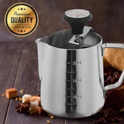 Pichet Mousseur à Lait RoiCuisine - Avec Thermomètre - 350ml - Pot à Lait - Barista - Acier Inoxydable -Cuisine Fournitures Magasin 1200x1200 1213