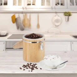Boîte à Café Relaxdays Bambou - Boîte De Rangement - Hermétique - Fermeture à Clip - Avec Couvercle -Cuisine Fournitures Magasin 1200x1200 1259