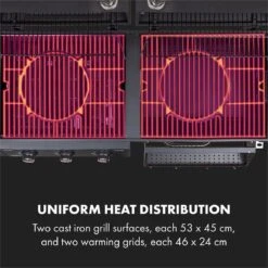 Klarstein Kingsville Double - Combi Fumoir à Charbon & Barbecue à Gaz 13,5kW - 3+1 Brûleurs - 2 Surfaces De Barbecue En Fonte -Cuisine Fournitures Magasin 1200x1200 127