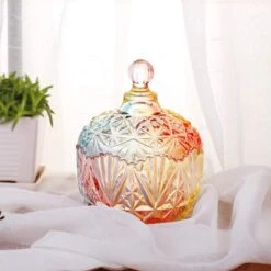 Danmu Art 1 Pièce Bocal à Bonbons En Cristal Coloré Avec Couvercle Bocal De Rangement En Verre à Bonbons Décoration De Bocal En Verre, 750 Ml -Cuisine Fournitures Magasin 1200x1200 1274