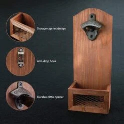 Décapsuleur Avec Bac De Récupération - Ouvre-bière - Décapsuleur Mural - Décapsuleur - Boisson à L'intérieur Et à L'extérieur - Bois Brun - Acier Inoxydable -Cuisine Fournitures Magasin 1200x1200 1338