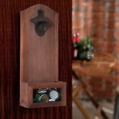 Décapsuleur Avec Bac De Récupération - Ouvre-bière - Décapsuleur Mural - Décapsuleur - Boisson à L'intérieur Et à L'extérieur - Bois Brun - Acier Inoxydable -Cuisine Fournitures Magasin 1200x1200 1342