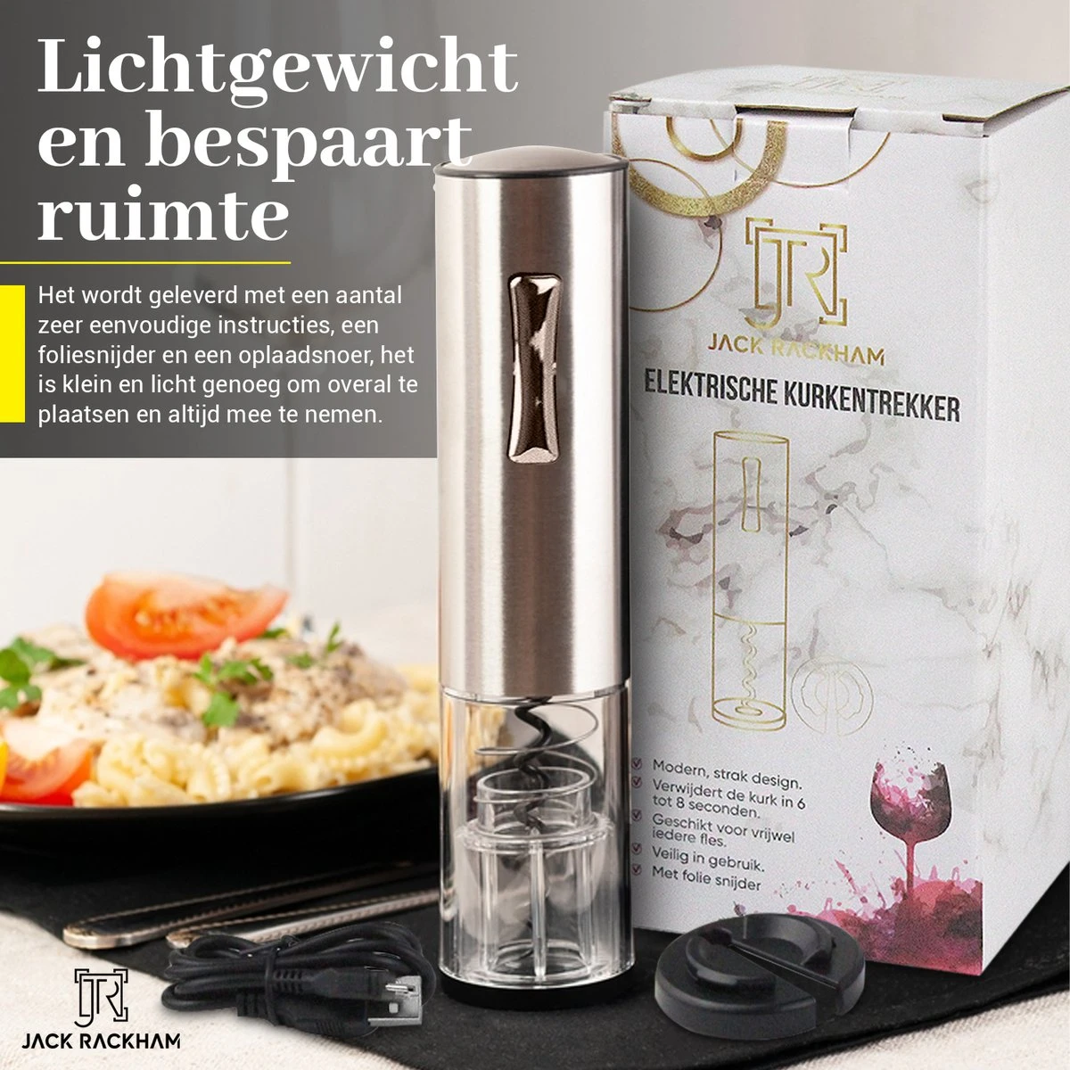 Tire-Bouchon Electrique Ouvre Vin - Ouvre Bouteille - Design Luxe - Avec Coupe-capsule - Coffret Cadeau Homme Et Femme - Jack Rackham 8 Tire-Bouchon Electrique Ouvre Vin - Ouvre Bouteille - Design Luxe - Avec Coupe-capsule - Coffret Cadeau Homme Et Femme - Jack Rackham – Image 8