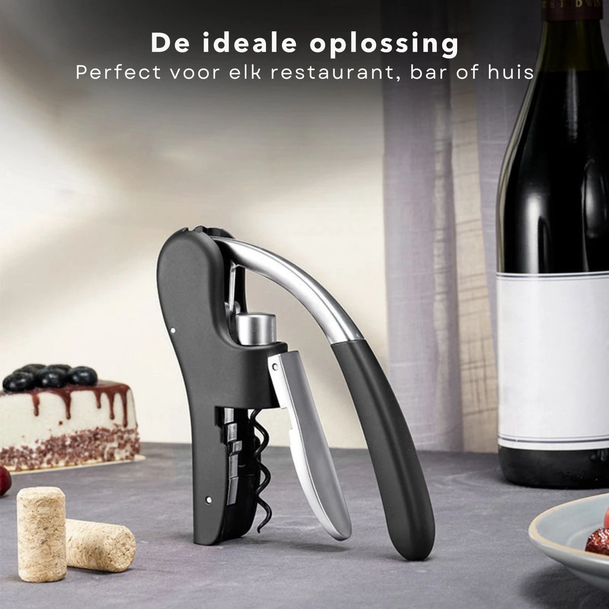 Ouvre-bouteille De Vin De Luxe Cheqo® - Tire-bouchon - Ouvre-bouteille - Robuste - Design Ergonomique - ABS - Qualité Lourde - Avec Spirale De Rechange 2 Ouvre-bouteille De Vin De Luxe Cheqo® - Tire-bouchon - Ouvre-bouteille - Robuste - Design Ergonomique - ABS - Qualité Lourde - Avec Spirale De Rechange – Image 2