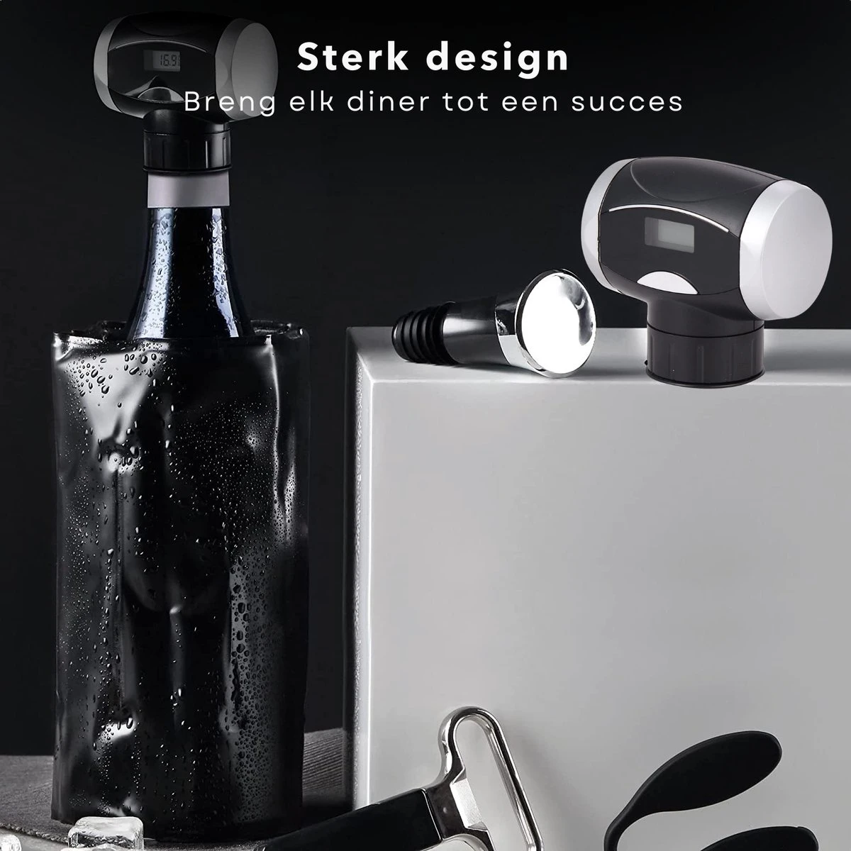 Cheqo® Bouchon à Vin Sous Vide électrique Avec Thermomètre - Pompe à Vide à Vin - Bouchon à Vin - Thermomètre à Vin - Pompe à Vin 6 Cheqo® Bouchon à Vin Sous Vide électrique Avec Thermomètre - Pompe à Vide à Vin - Bouchon à Vin - Thermomètre à Vin - Pompe à Vin – Image 6