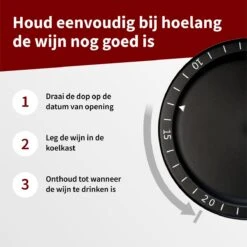 Pompe à Vide Happy Cook® Vin - Bouchon à Vin - Wine Saver - Bouchon à Vin - Avec échelle De Date - Zwart -Cuisine Fournitures Magasin 1200x1200 1472