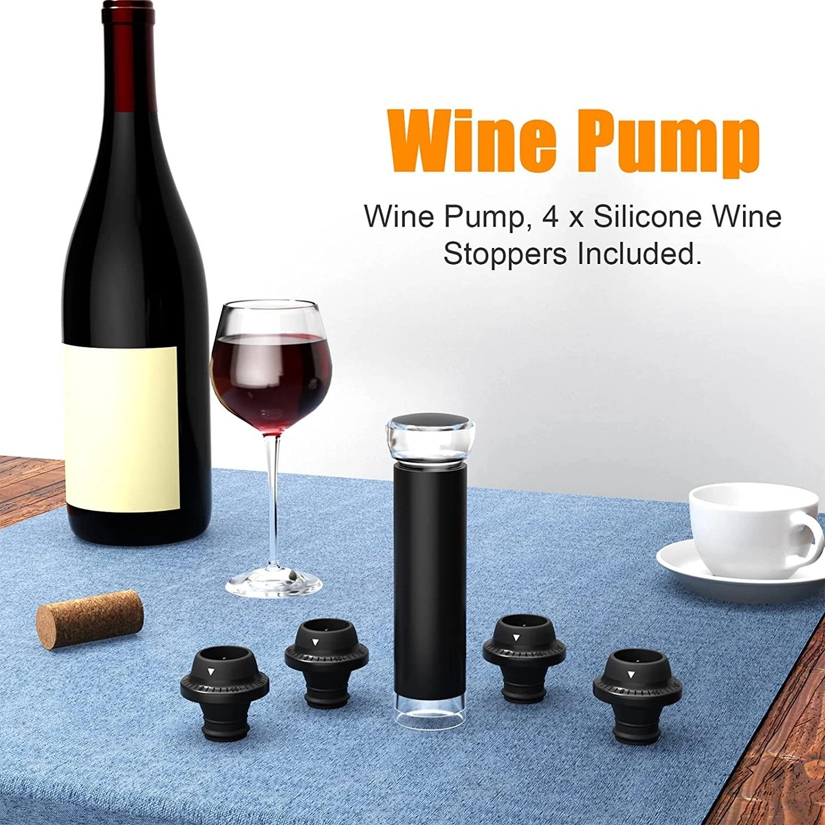 DOWO® - Bouchon à Vin Sous Vide - Avec 4 Bouchons à Vin - Pompe à Vide à Vin - Accessoires Vin - Valve à Vin - Bouchon à Vin - Pompe à Vin - Pompe à Vide - Économiseur De Vin 5 DOWO® - Bouchon à Vin Sous Vide - Avec 4 Bouchons à Vin - Pompe à Vide à Vin - Accessoires Vin - Valve à Vin - Bouchon à Vin - Pompe à Vin - Pompe à Vide - Économiseur De Vin – Image 5