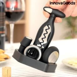 Innovagoods COFFRET A VIN AVEC TIRE-BOUCHON SPIRAL ET ACCESSOIRES FIN STAND 5 PIÈCES - Accessoires Pour Le Vin - Coffret à Vin - Coffret Cadeau Vin - Ouvre-bouteille -Cuisine Fournitures Magasin 1200x1200 1547