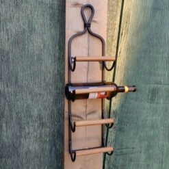 Casier à Vin Industriel Métal Bois 4 Bouteilles Fixation Murale Noir -Cuisine Fournitures Magasin 1200x1200 1567