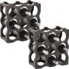2x Pièces De Porte-bouteilles De Vin / Porte-bouteilles Empilables Pour 9x Bouteilles - Taille 60,5 X 24,5 X 12,5 Cm