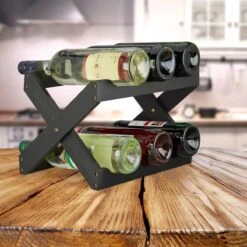 Casier à Vin Relaxdays - 22 X 36 X 20 Cm - Noir - Bambou - 6 Bouteilles - Forme X -Cuisine Fournitures Magasin 1200x1200 1577