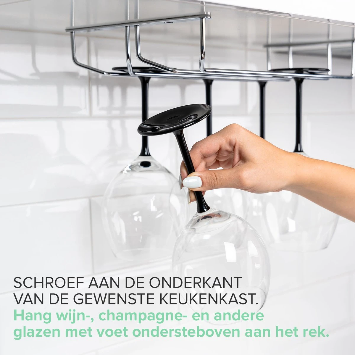 Support De Verre à Vin Copa 2 Rails - Largeur 34,4 Cm - Métal Chromé - Casier à Verre 5 Support De Verre à Vin Copa 2 Rails - Largeur 34,4 Cm - Métal Chromé - Casier à Verre – Image 5