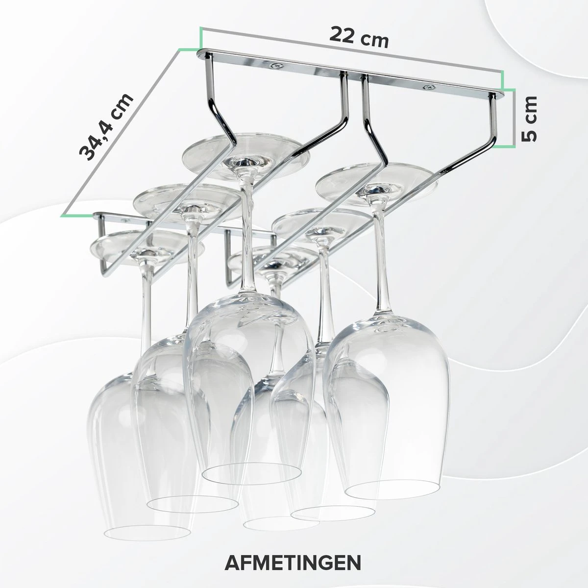 Support De Verre à Vin Copa 2 Rails - Largeur 34,4 Cm - Métal Chromé - Casier à Verre 8 Support De Verre à Vin Copa 2 Rails - Largeur 34,4 Cm - Métal Chromé - Casier à Verre – Image 8