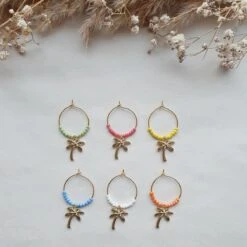 Reconnaître Son Verre à Vin - Happy Palm - Marqueur De Verre - Anneaux De Verre à Vin - Palmier