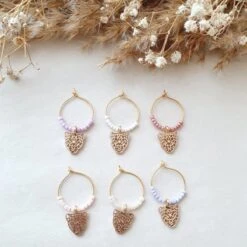 Reconnaître Son Verre à Vin - Anneaux Pour Verre à Vin - Marqueurs Pour Verre à Vin - Or - Tigre à Vin - Lilas