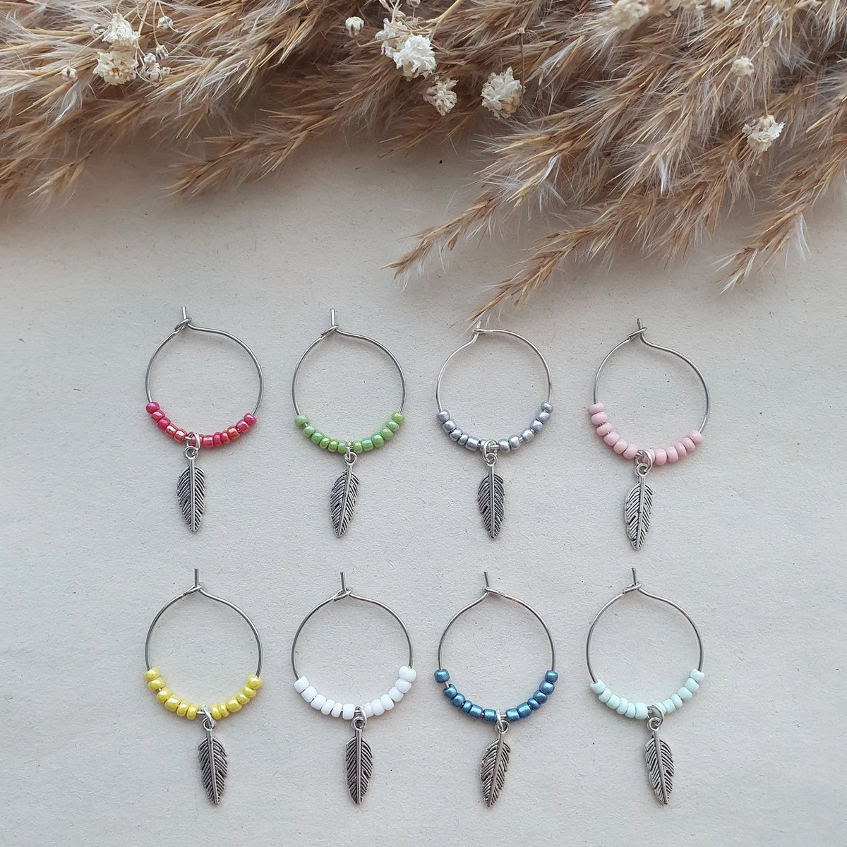 Reconnaître Son Verre à Vin - Belle Plume - Marque-verre - Anneaux Pour Verre à Vin - Argent 1 Reconnaître Son Verre à Vin - Belle Plume - Marque-verre - Anneaux Pour Verre à Vin - Argent