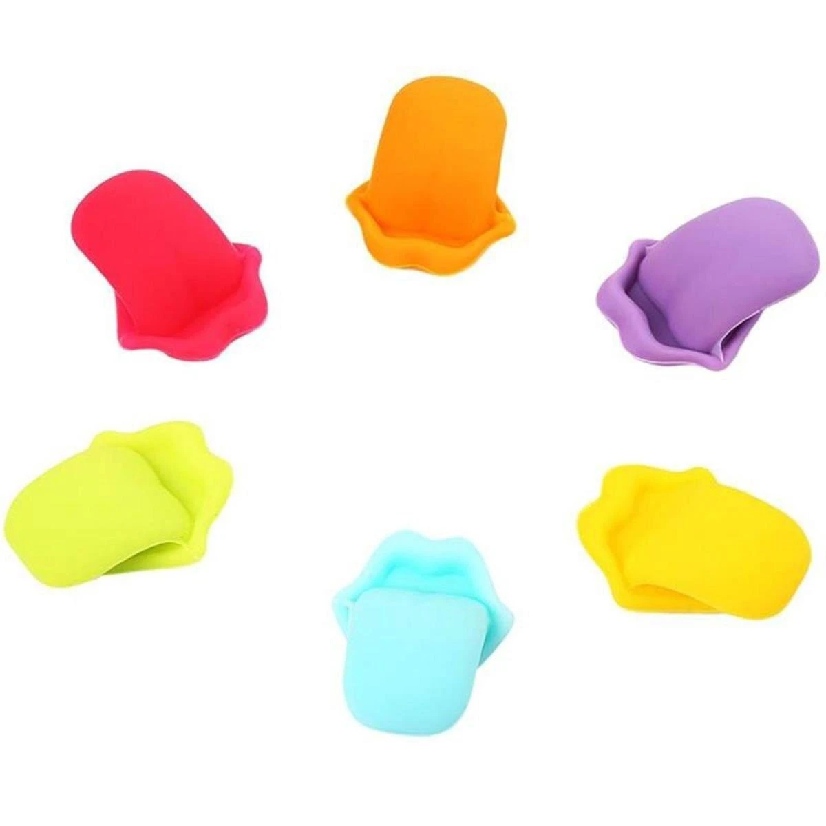 6 Pièces Mignon Marqueur En Verre Tong Multicolore - Silicone - étiquette En Verre - Fête 2 6 Pièces Mignon Marqueur En Verre Tong Multicolore - Silicone - étiquette En Verre - Fête – Image 2