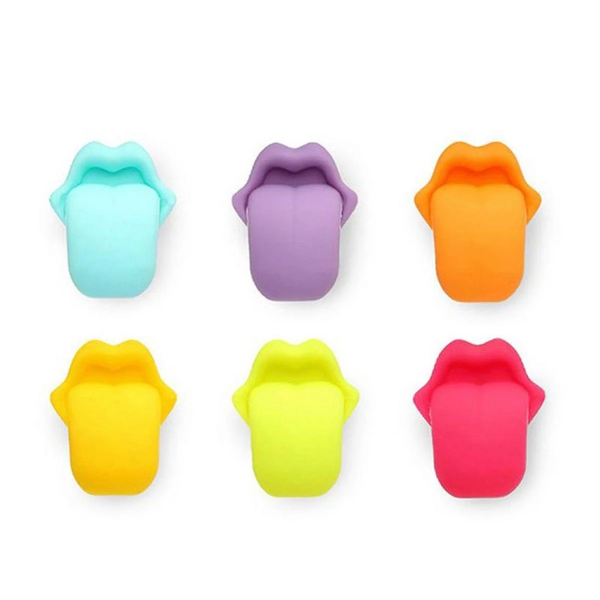6 Pièces Mignon Marqueur En Verre Tong Multicolore - Silicone - étiquette En Verre - Fête 4 6 Pièces Mignon Marqueur En Verre Tong Multicolore - Silicone - étiquette En Verre - Fête – Image 4