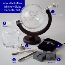 MikaMax Whiskey Globe Decanter Deluxe Set - 0,9 L - Incl. 2 Verres -Cuisine Fournitures Magasin 1200x1200 1631