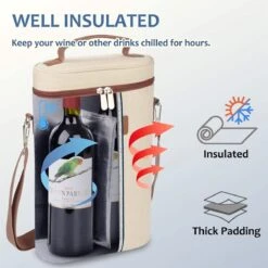 Intirilife Refroidisseur à Vin Sac De Transport Pour Vin, Champagne, Boissons - Refroidisseur De Bouteille Pour Voyages, Pique-nique, Sortie, Isolé -Cuisine Fournitures Magasin 1200x1200 1641