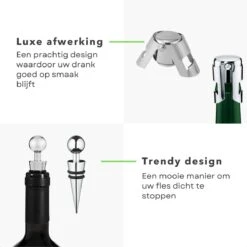 Ensemble De Vin De Luxe Cheqo® - Set De Champagne Avec Bec Verseur - Bouchon De Vin - Set De Valve De Vin -Cuisine Fournitures Magasin 1200x1200 1715