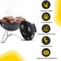 AG Mini Barbecue Ø 35cm - Barbecues à Charbon - Barbecue Kogelbarbecue - Klein Et Léger - Compact - Inox - 4-6 Personnes-Barbecue Rond - Incl. Couvercle - Barbecue Passe Partout -Grille De Ventilation Pour La Régulation De L'oxygène - Zwart -Cuisine Fournitures Magasin 1200x1200 172