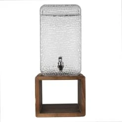 Pichet à Jus Clayre & Eef Avec Robinet Et Couvercle 22*20*50 Cm Pichet à Eau Carré En Glas Transparent