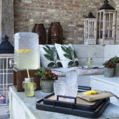 Pichet à Jus Clayre & Eef Avec Robinet Et Couvercle 22*20*50 Cm Pichet à Eau Carré En Glas Transparent -Cuisine Fournitures Magasin 1200x1200 1753