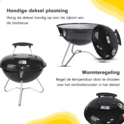 AG Mini Barbecue Ø 35cm - Barbecues à Charbon - Barbecue Kogelbarbecue - Klein Et Léger - Compact - Inox - 4-6 Personnes-Barbecue Rond - Incl. Couvercle - Barbecue Passe Partout -Grille De Ventilation Pour La Régulation De L'oxygène - Zwart -Cuisine Fournitures Magasin 1200x1200 176