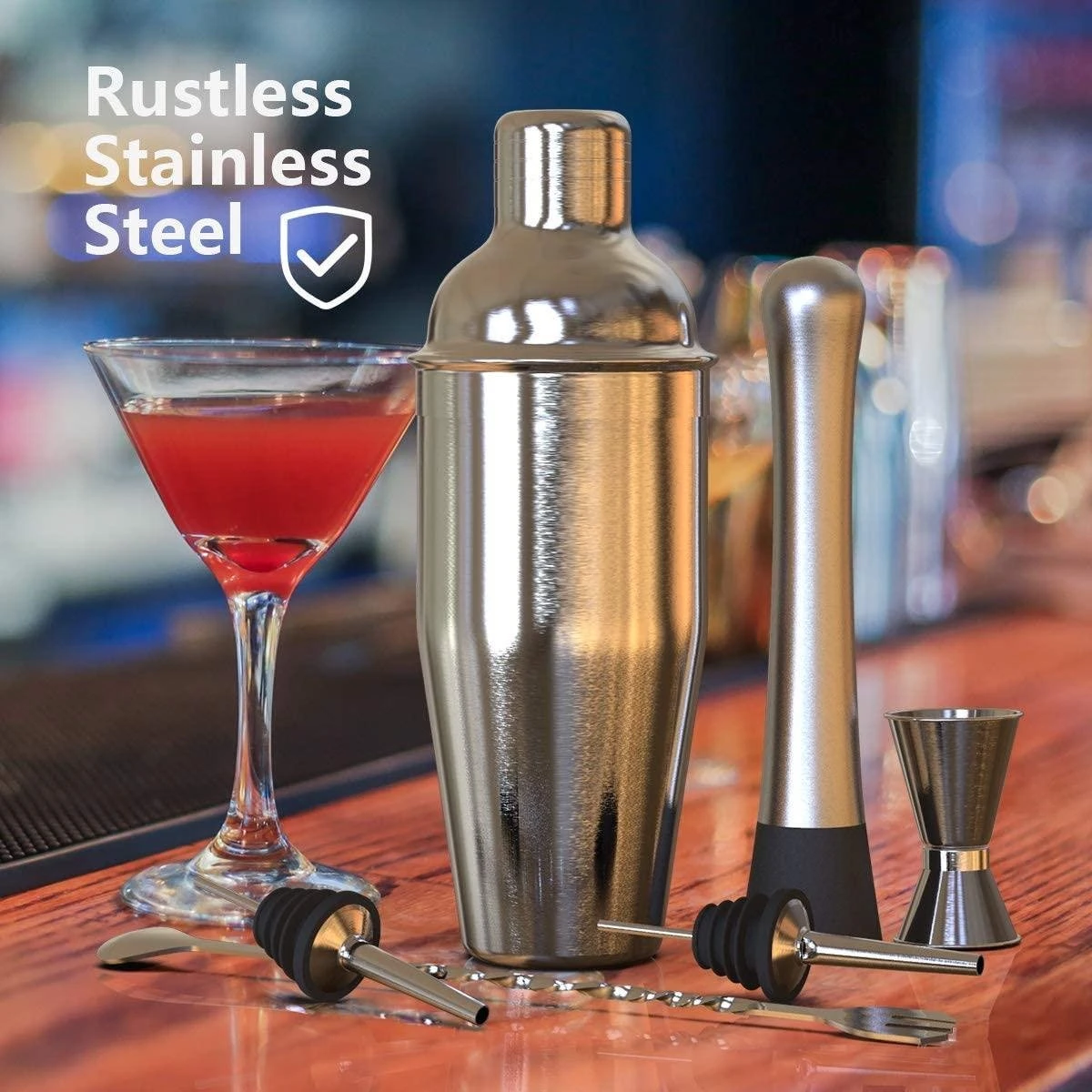 Ensemble à Cocktail De Farine - Ensemble Shaker De Luxe - 6 Pièces - Acier Inoxydable - Ensemble De Haute Qualité - Incl. Livret De Recettes - 750ML 3 Ensemble à Cocktail De Farine - Ensemble Shaker De Luxe - 6 Pièces - Acier Inoxydable - Ensemble De Haute Qualité - Incl. Livret De Recettes - 750ML – Image 3