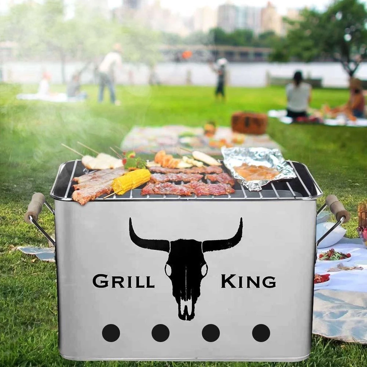 MikaMax - Barbecue Au Charbon De Bois Grill King - Acier Inoxydable - Comprend Un Cendrier Amovible Et Des Poignées Pliables 2 MikaMax - Barbecue Au Charbon De Bois Grill King - Acier Inoxydable - Comprend Un Cendrier Amovible Et Des Poignées Pliables – Image 2