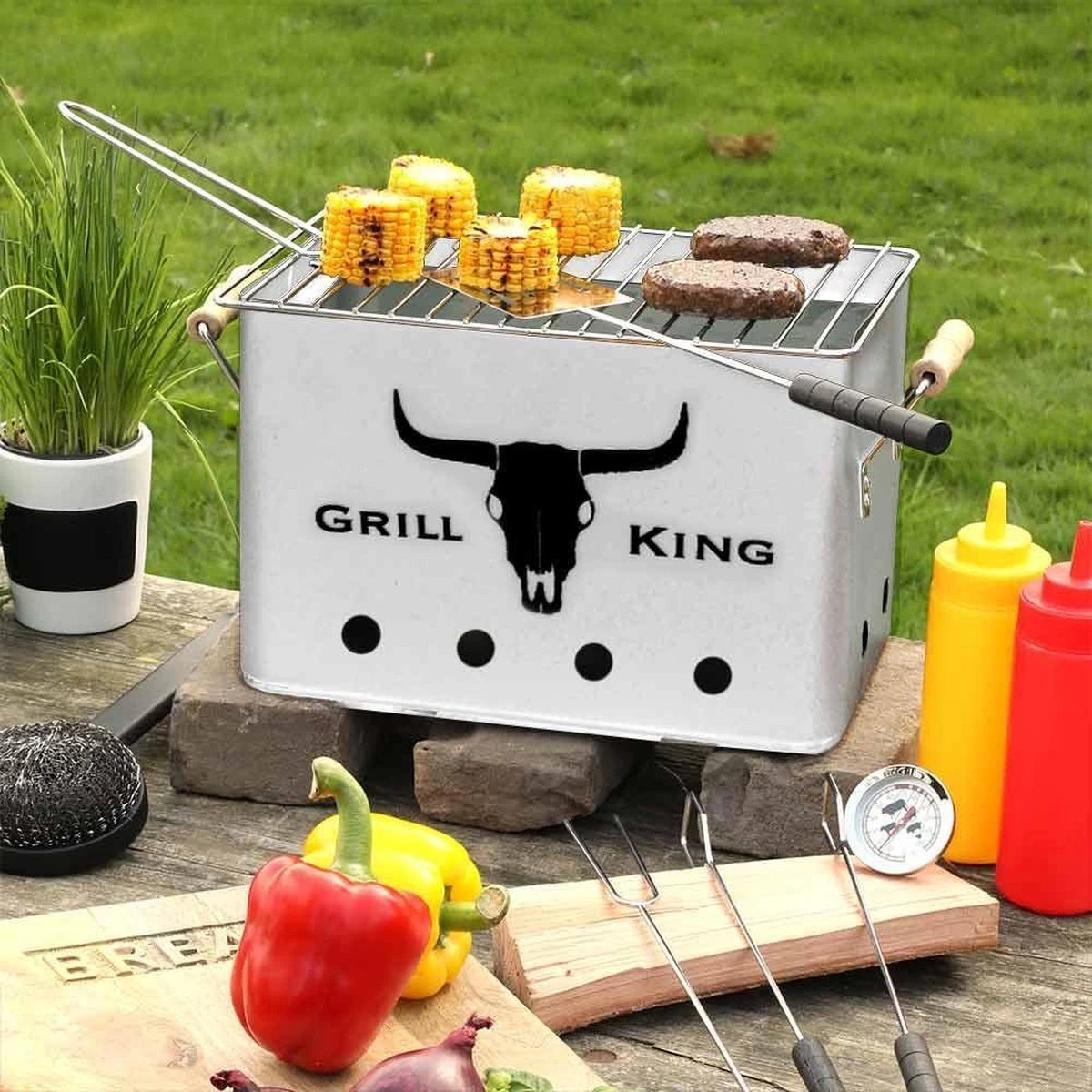 MikaMax - Barbecue Au Charbon De Bois Grill King - Acier Inoxydable - Comprend Un Cendrier Amovible Et Des Poignées Pliables 4 MikaMax - Barbecue Au Charbon De Bois Grill King - Acier Inoxydable - Comprend Un Cendrier Amovible Et Des Poignées Pliables – Image 4