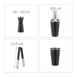 Set Shaker Relaxdays - 5 Pièces - Acier Inoxydable - Set à Cocktail - 500 Ml -Cuisine Fournitures Magasin 1200x1200 1798