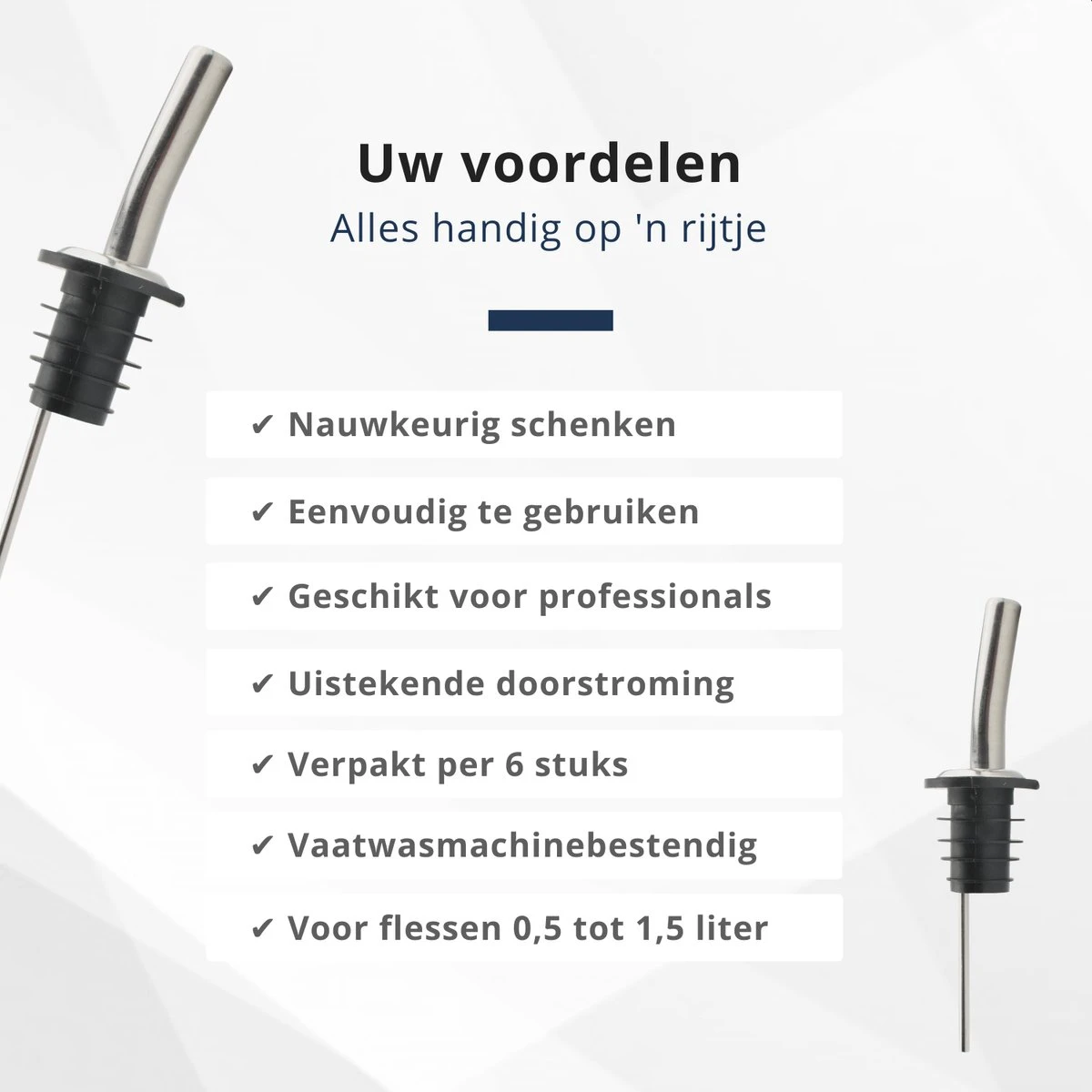 Veluw Boisson Verseur Boisson - Becs Verseurs Professionnels - Bouchon Verseur En Acier Inoxydable à Débit Rapide (6 Pièces) 5 Veluw Boisson Verseur Boisson - Becs Verseurs Professionnels - Bouchon Verseur En Acier Inoxydable à Débit Rapide (6 Pièces) – Image 5