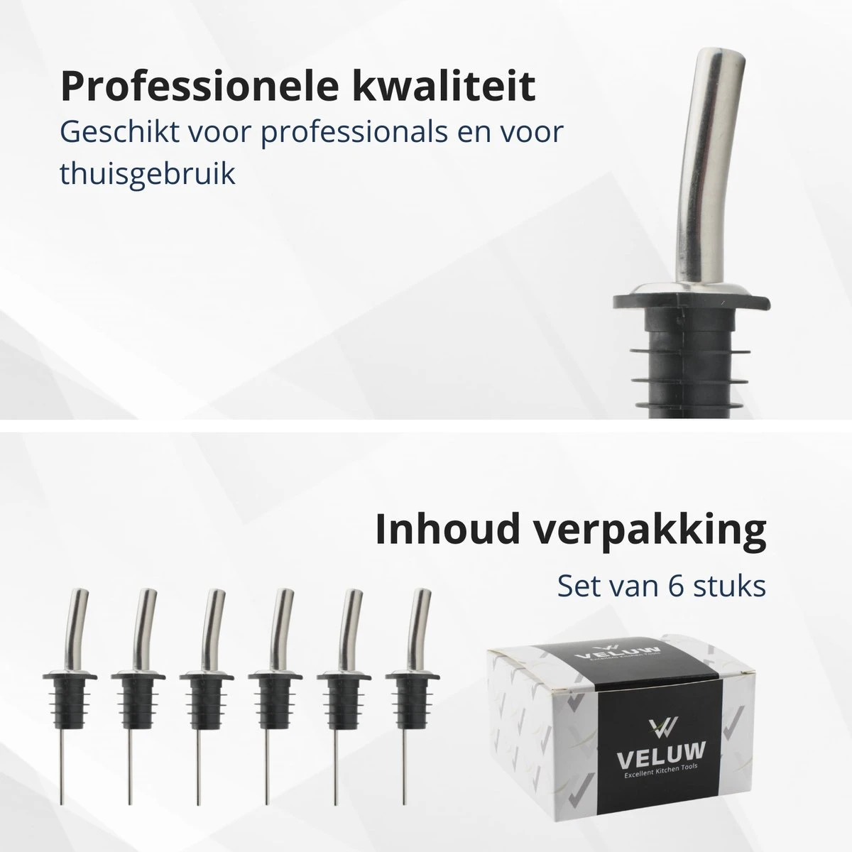 Veluw Boisson Verseur Boisson - Becs Verseurs Professionnels - Bouchon Verseur En Acier Inoxydable à Débit Rapide (6 Pièces) 7 Veluw Boisson Verseur Boisson - Becs Verseurs Professionnels - Bouchon Verseur En Acier Inoxydable à Débit Rapide (6 Pièces) – Image 7