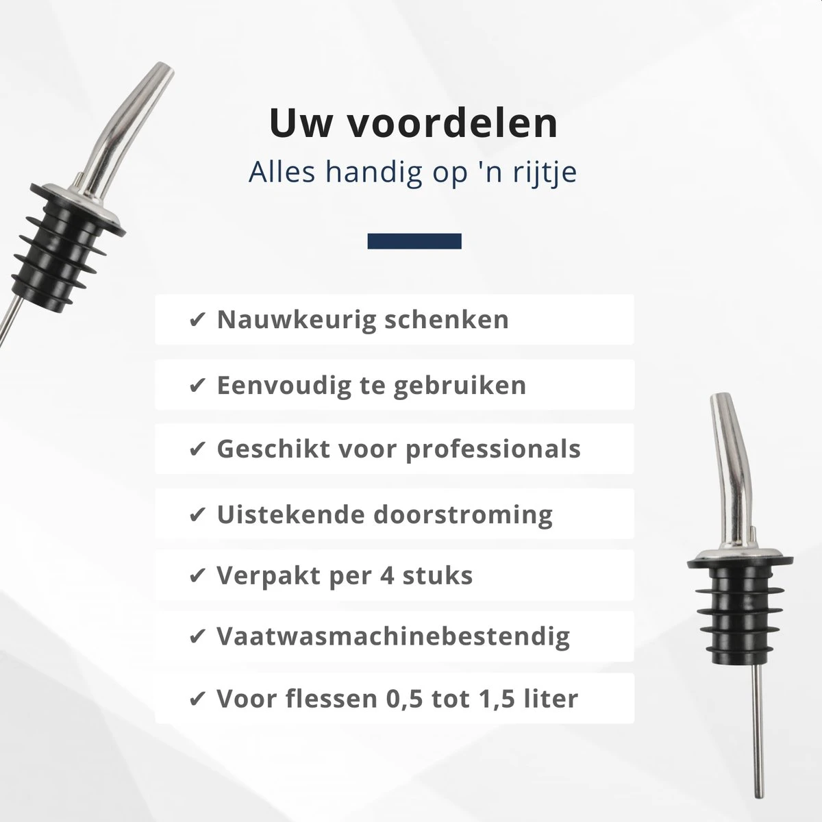 Veluw Boisson Verseur Pour Boissons - Becs Verseurs Professionnels - Bouchon Verseur En Acier Inoxydable à Débit Lent (4 Pièces) 5 Veluw Boisson Verseur Pour Boissons - Becs Verseurs Professionnels - Bouchon Verseur En Acier Inoxydable à Débit Lent (4 Pièces) – Image 5