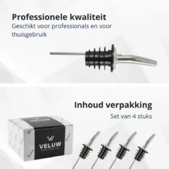 Veluw Boisson Verseur Pour Boissons - Becs Verseurs Professionnels - Bouchon Verseur En Acier Inoxydable à Débit Lent (4 Pièces) 14 Veluw Boisson Verseur Pour Boissons - Becs Verseurs Professionnels - Bouchon Verseur En Acier Inoxydable à Débit Lent (4 Pièces) -Cuisine Fournitures Magasin 1200x1200 1830