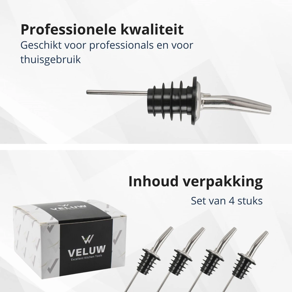 Veluw Boisson Verseur Pour Boissons - Becs Verseurs Professionnels - Bouchon Verseur En Acier Inoxydable à Débit Lent (4 Pièces) 7 Veluw Boisson Verseur Pour Boissons - Becs Verseurs Professionnels - Bouchon Verseur En Acier Inoxydable à Débit Lent (4 Pièces) – Image 7