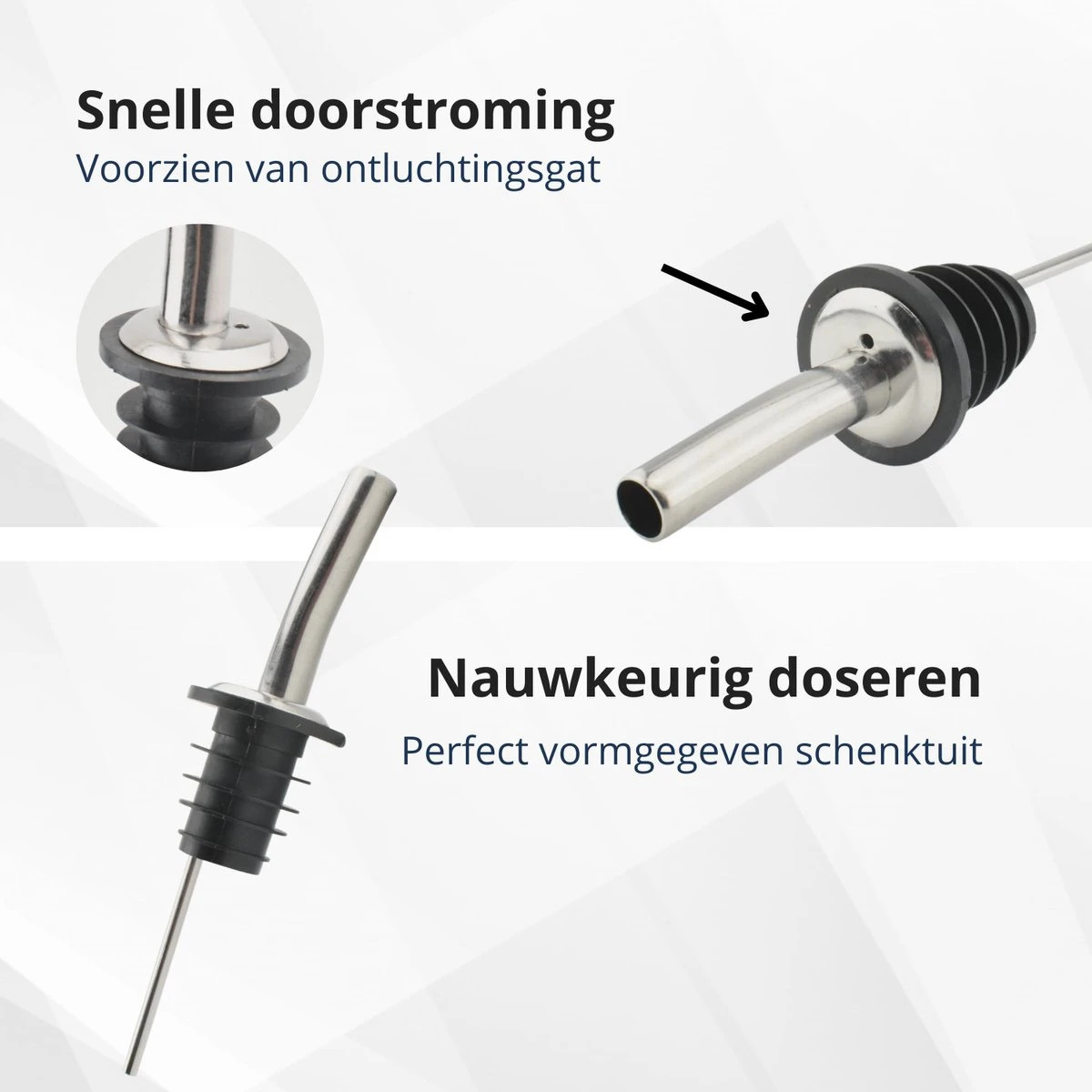Veluw Boisson Verseur Boisson - Becs Verseurs Professionnels - Bouchon Verseur En Acier Inoxydable à Débit Rapide (2 Pièces) 3 Veluw Boisson Verseur Boisson - Becs Verseurs Professionnels - Bouchon Verseur En Acier Inoxydable à Débit Rapide (2 Pièces) – Image 3
