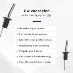 Veluw Boisson Verseur Boisson - Becs Verseurs Professionnels - Bouchon Verseur En Acier Inoxydable à Débit Rapide (2 Pièces) 12 Veluw Boisson Verseur Boisson - Becs Verseurs Professionnels - Bouchon Verseur En Acier Inoxydable à Débit Rapide (2 Pièces) -Cuisine Fournitures Magasin 1200x1200 1869