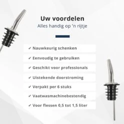 Veluw Boisson Verseur Pour Boissons - Becs Verseurs Professionnels - Bouchon Verseur En Acier Inoxydable à Débit Lent (6 Pièces) -Cuisine Fournitures Magasin 1200x1200 1878