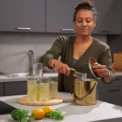 Seau à Glace Relaxdays Avec Couvercle - 1,5 L - Double Paroi - Or - Acier Inoxydable - Glacière Avec Poignée -Cuisine Fournitures Magasin 1200x1200 1892