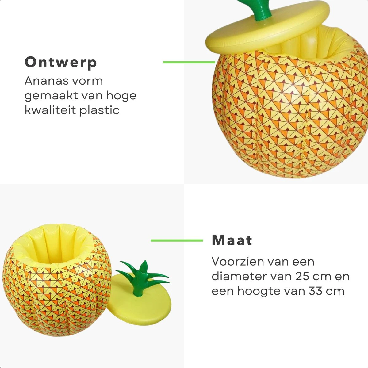 Cheqo® Seau à Glace - Refroidisseur à Boisson Opblaasbaar - Porte-Boisson - Refroidisseur à Bouteille - Refroidisseur à Vin - Ø25cm - Ananas Opblaasbaar - Hauteur 33cm 5 Cheqo® Seau à Glace - Refroidisseur à Boisson Opblaasbaar - Porte-Boisson - Refroidisseur à Bouteille - Refroidisseur à Vin - Ø25cm - Ananas Opblaasbaar - Hauteur 33cm – Image 5