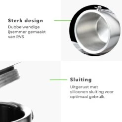 Seau à Glace De Luxe Cheqo® Avec Pince - Double Paroi - Acier Inoxydable - Pince à Glace - Seau à Glaçons - Verrouillable -Cuisine Fournitures Magasin 1200x1200 1913