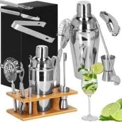 Ensemble De Cocktails Set | Set De 8 Shakers à Cocktail | Y Compris Support En Bamboe Et Emballage Cadeau | ACIER INOXYDABLE | Couleur Argent -Cuisine Fournitures Magasin 1200x1200 1917