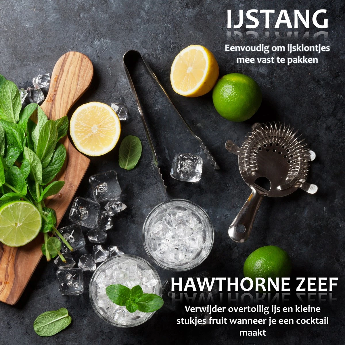 BELLAVITA Cocktail Set - 16 Pièces - 750ml - Cocktail - Shaker - Bartender - Verre Doseur - Acier Inoxydable - Bamboe 7 BELLAVITA Cocktail Set - 16 Pièces - 750ml - Cocktail - Shaker - Bartender - Verre Doseur - Acier Inoxydable - Bamboe – Image 7