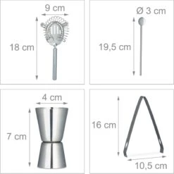 Relaxdays 2x Set à Cocktail 5 Pièces - Set De Bar Avec Shaker - Mixeur De Bar - Set De Shaker à Cocktail - Acier Inoxydable -Cuisine Fournitures Magasin 1200x1200 1938