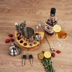 Ensemble à Cocktail De Luxe Chefs Cuisine - Ensemble à Cocktail - Shaker à Cocktail - Ensemble De 12 Pièces Avec Support En Bois -Cuisine Fournitures Magasin 1200x1200 1958